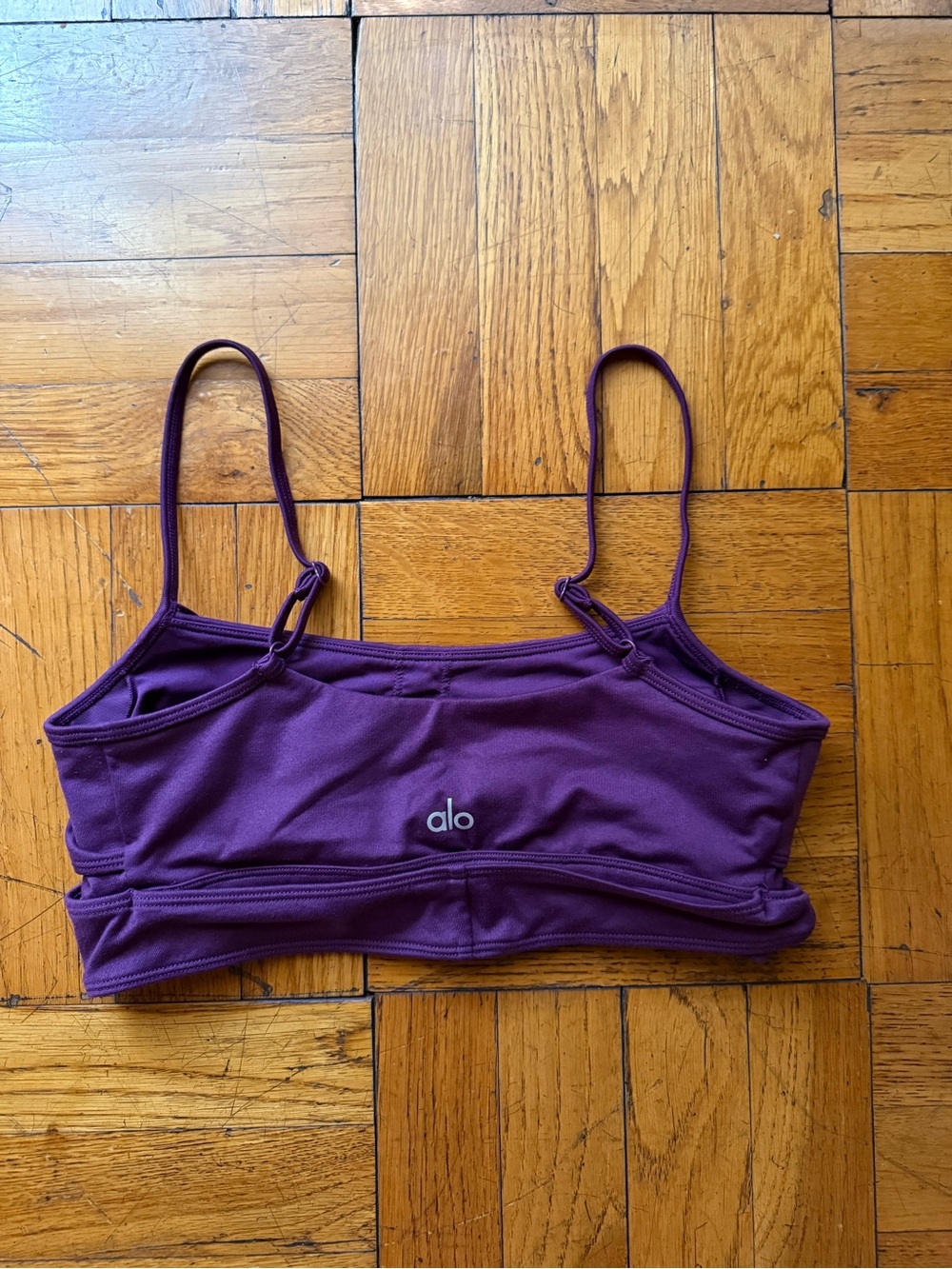 ALO Yoga Strappy Sports Bra in Plum